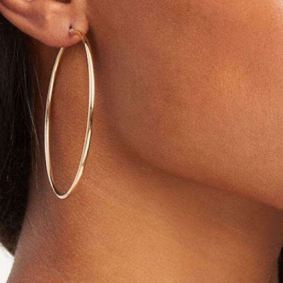 Gold Hoops, 50mm, Thin, Lightweight, Gold Plated, Punk - Picture 2 of 10